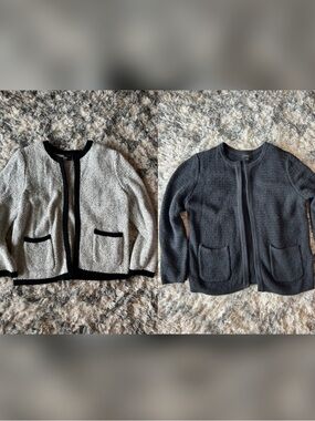 Ann Taylor Textured Cardigan Bundle - White & Black